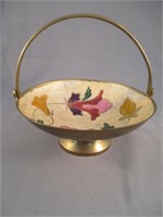 Vintage Enameled Brass Basket-Style Footed Dish