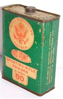 ANTIQUE GUN POWDER TIN - DU PONT SPORTING RIFLE 80