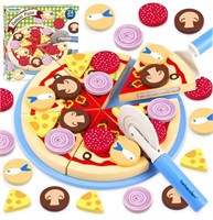 Beberolen Wooden Pizza Toy Play Food Set for Kids