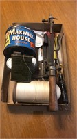 Maxwell house tin with file jig for saws and