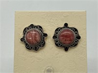 Sterling Silver Rhodochrosite Earrings