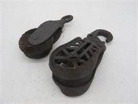 2 EARLY IRON PULLEYS