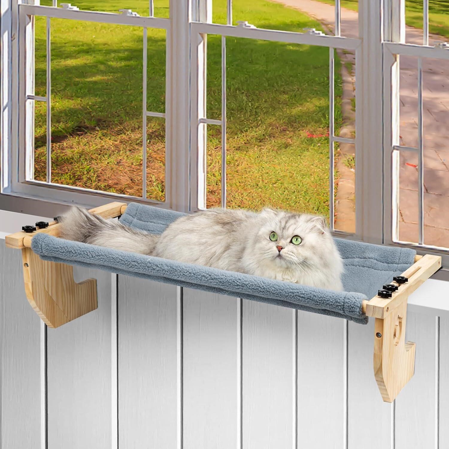 Cat Window Perch  Adjustable Solid Wood