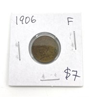 1906 Graded Antique Indian Head Penny Coin
