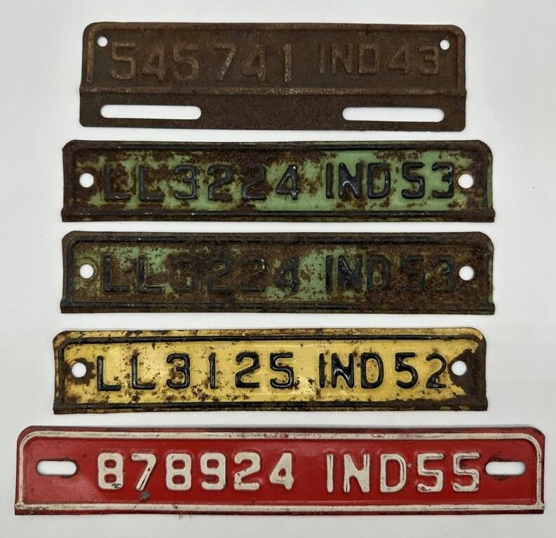 Indiana License Plate Tabs 1943 1952 1953 1955