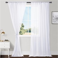 96"x52"  White Sheer Curtains 2PK