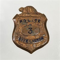 ANTIQUE QUEBEC CITE LAUZON POLICE BADGE