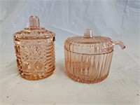 Indiana Pink Depression Glass Sugar Dish & Jam Jar