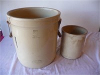 5 and 1 Gallon Medalta crocks,  chipped