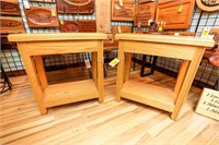 Pair of Matching Solid Oak  End Tables