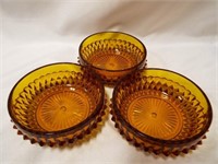 Indiana Glass Amber Bowl Dish Diamond Cut Pattern