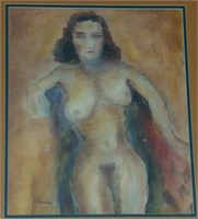 Jules Pascin, "Nude" Watercolor on Paper