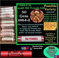 THIS AUCTION ONLY! BU Shotgun Lincoln 1c roll, 196