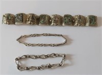 Three various sterling silver bracelets
