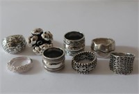 Eight assorted sterling silver rings 72g