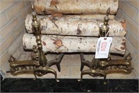 Two pairs of brass decorated andirons 20”