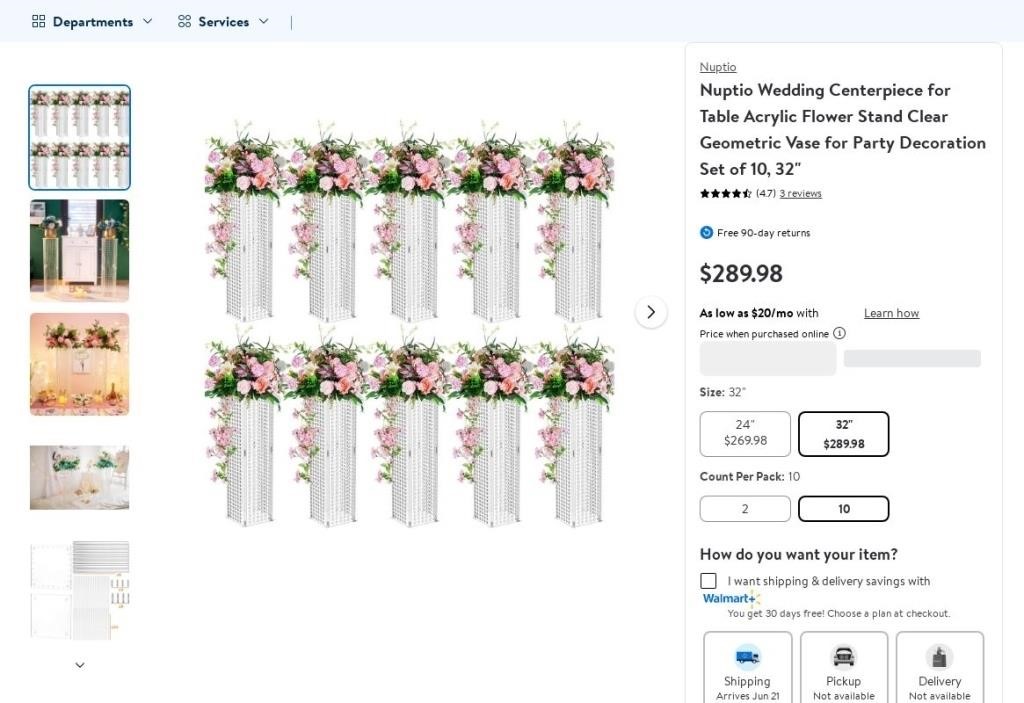 N2587  Nuptio Wedding Acrylic Flower Stand, 32