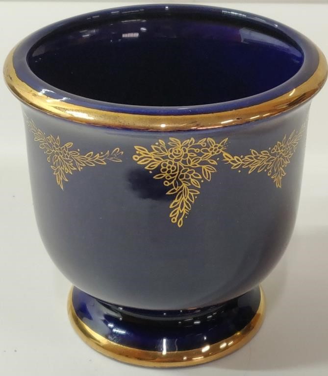 Vintage Cobalt Hand Painted Vase
