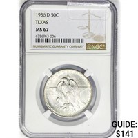 1936-D Texas Half Dollar NGC MS67