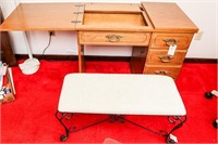 Sewing Machine Desk & Upholstered Bench
