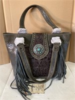 Genuine Tooled Leather Concealed Carry Purse