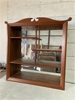 Divided Wooden Mirrored Wall Display Shelf