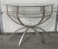 Stainless Steel & Glass Half Round Bar Table