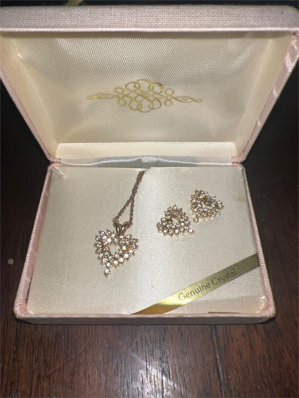 Vintage genuine crystal necklace earring set