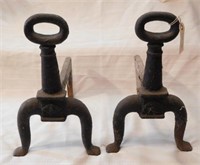 Pair of early cast iron andirons