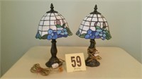 Pair of Leaded Glass Lamps