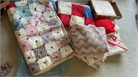 Lot of crocheted blankets, lap quilt , bed quilt