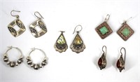 Vintage and Modern Silver Earrings, 5 Pairs