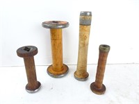 Lot of 4 Antique Wood Spools