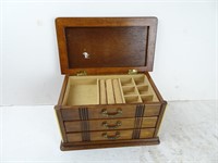 Wood Jewelry Box with Velvet Lining & Brass