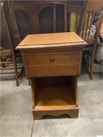 Vintage Wooden Drawered Night Stand 16.5"L x