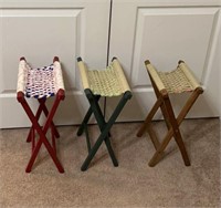 3 Wood Folding Stools