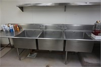Select Stainless (3) Compartment Sink/Prep Area