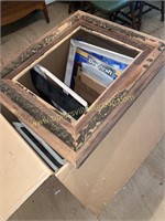 Box of picture frames and prints