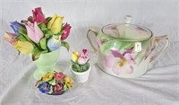 RS Germany double handled pot and trio of florals