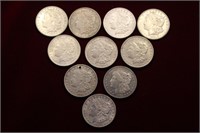 10pc 1921 Morgan Silver Dollars