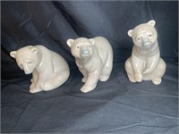 3 Lladro Ceramic Bears