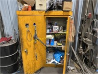 Orange Cabinet and Contents - Paint, Misc.
