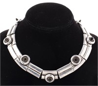 Pineda Attr. Silver & Black Obsidian Necklace