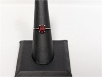 .925 Sterling Red Stone Ring Sz 7