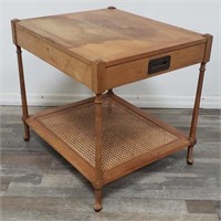 Baker furniture wood & cane side table