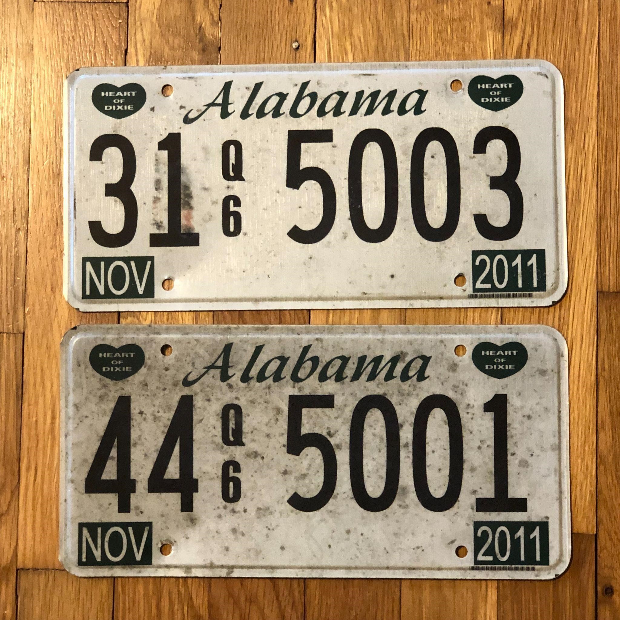 (2) 2011 Alabama Car License Plates