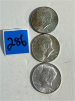 3 Kennedy Half Dollar 40% silver see pic