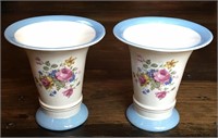 Porcelain Blue Floral Bouquet Vase Set Of 2