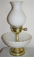 Brass & Milk Glass Table Lamp 14" Tall
