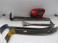 Lot: Nail Pullers/Pry Bars and Auto Tape